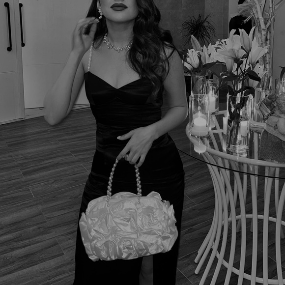 Zara SATIN EFFECT DRESS WITH PEARL EFFECT STRAPS - Picture 4 of 6